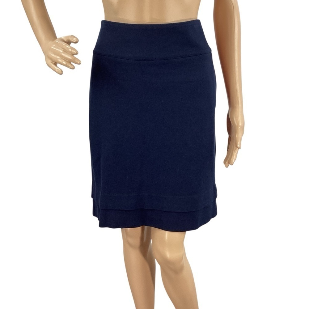 Cabi Lido Skirt Navy Blue Ponte Knit Workwear Pencil Style 5051 Size 8